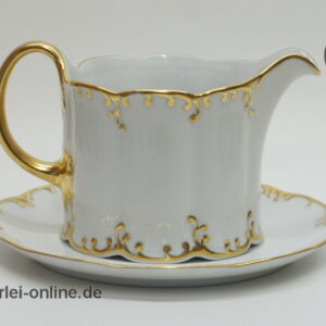 Rosenthal Classic Rose | Porzellan Sauciere mit Unterteller | Monbijou Rokoko mit Goldrand Seite