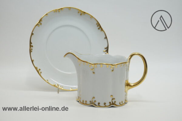 Rosenthal Classic Rose | Porzellan Sauciere mit Unterteller | Monbijou Rokoko mit Goldrand einzel