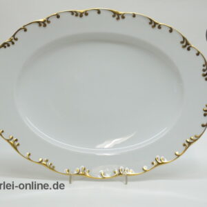 Rosenthal Classic Rose | Porzellan Servierplatte ovale Platte | Monbijou Rokoko mit Goldrand