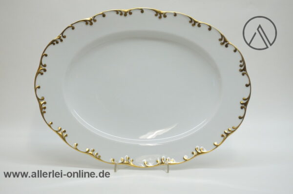 Rosenthal Classic Rose | Porzellan Servierplatte ovale Platte | Monbijou Rokoko mit Goldrand