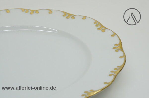 Rosenthal Classic Rose | Porzellan Servierplatte ovale Platte | Monbijou Rokoko mit Goldrand Seite Rand