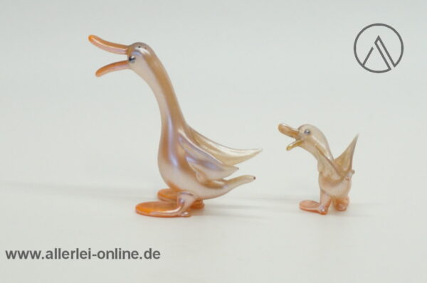 Buntes Glastier | Gans mit Küken | Vintage Miniatur Glasfigur | Glaskunst Skulptu Seite