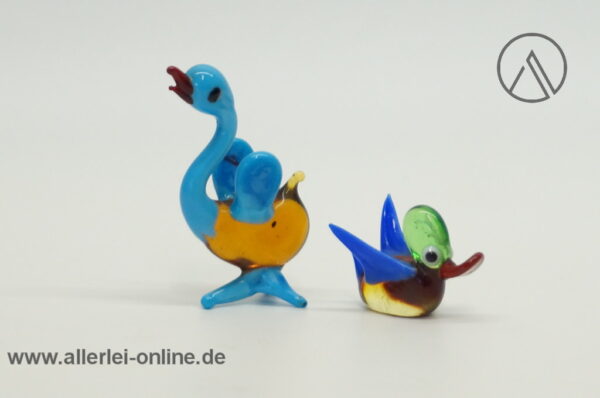 Buntes Glastier | Gans ,Ente | Vintage Miniatur Glasfigur | Glaskunst Skulptur