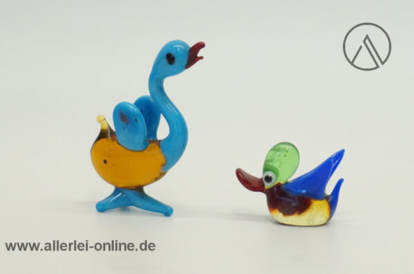 Buntes Glastier | Gans ,Ente | Vintage Miniatur Glasfigur | Glaskunst Skulptur Seite