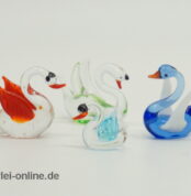 Buntes Glastier | Schwanen Familie Bunt | Vintage Miniatur Glasfigur | Glaskunst Skulptur