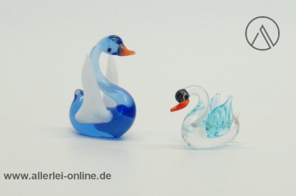 Buntes Glastier | Schwanen Familie Bunt | Vintage Miniatur Glasfigur | Glaskunst Skulptur 2