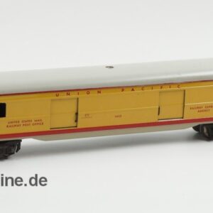 Fleischmann H0 | Fleischmann 1422 U Pullman Gepäckwagen / Packwagen der UNION PACIFIC Rail Road | 4-achsiger Pullman Schnellzugwagen - United States Mail Railway Post Office - Railway Express Agency -  Made in US. Zone Germany