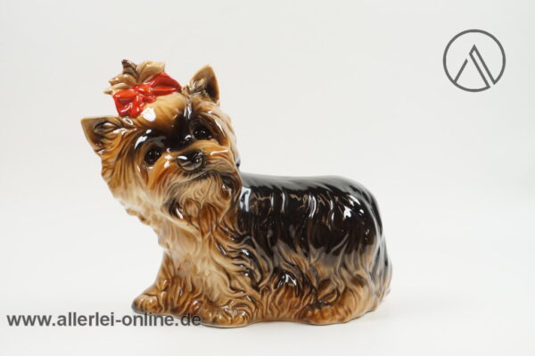 Vintage Goebel Hund | Yorkshire Hunde Figur mit Schleifchen | Porzellanfigur Nr. 30-035-15