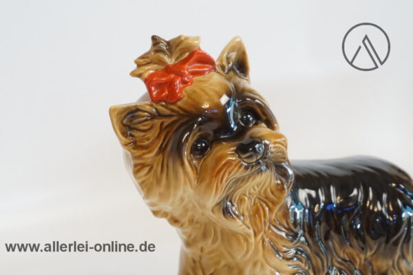 Vintage Goebel Hund | Yorkshire Hunde Figur mit Schleifchen | Porzellanfigur 30-035-15