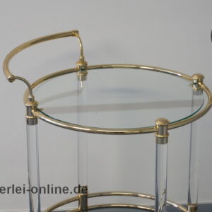 Hollywood Regency Servierwagen | Beistelltisch | Messing und Glas mit Lucite-Stäben | Vintage 70-80er Jahre Barwagen Fratelli Orsenigo Furniture Italien