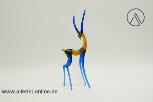 Buntes Glastier | Antilope Gazelle | Vintage Miniatur Glasfigur | Glaskunst Skulptur