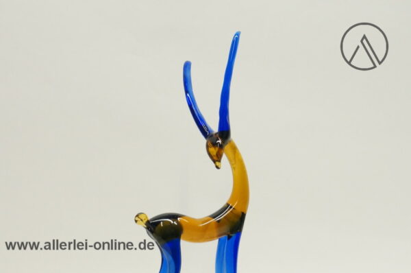 Buntes Glastier | Antilope Gazelle | Vintage Miniatur Glasfigur | Glaskunst Skulptur nah