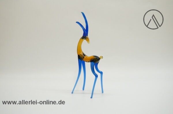 Buntes Glastier | Antilope Gazelle | Vintage Miniatur Glasfigur | Glaskunst Skulptur weit