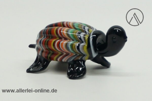 Buntes Glastier | Schildkröte | Vintage Miniatur Glasfigur | Glaskunst Skulptur Seite