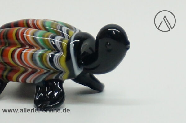 Buntes Glastier | Schildkröte | Vintage Miniatur Glasfigur | Glaskunst Skulptur Seite nah