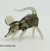 Buntes Glastier | Maus| Rauchglas | Vintage Miniatur Glasfigur | Glaskunst Skulptur