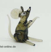 Buntes Glastier | Maus| Rauchglas | Vintage Miniatur Glasfigur | Glaskunst Skulptur vorne