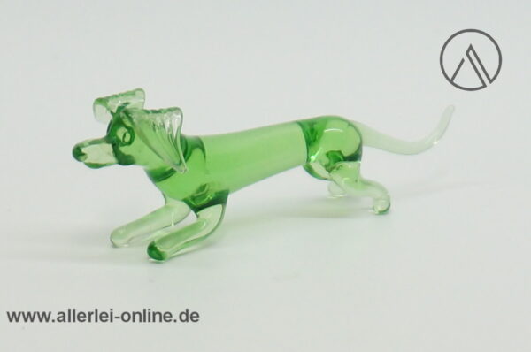 Buntes Glastier | Hund - Teckel | Vintage Miniatur Glasfigur | Glaskunst Skulptur