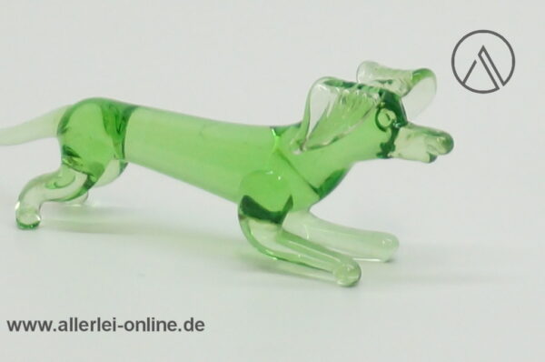 Buntes Glastier | Hund - Teckel | Vintage Miniatur Glasfigur | Glaskunst Skulptur nah