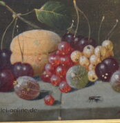 Stillleben Ölgemälde | Obst Gemälde mit Fliege | Öl auf Leinwand - Signiert ,gerahmt 32 x 26,5 cm