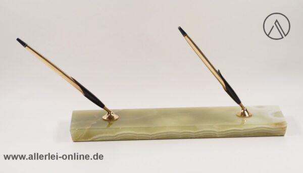 Vintage CROSS Ireland Onyx / Marmor Desktop Pen Holder mit Kugelschreiber und Dreh-Bleistift