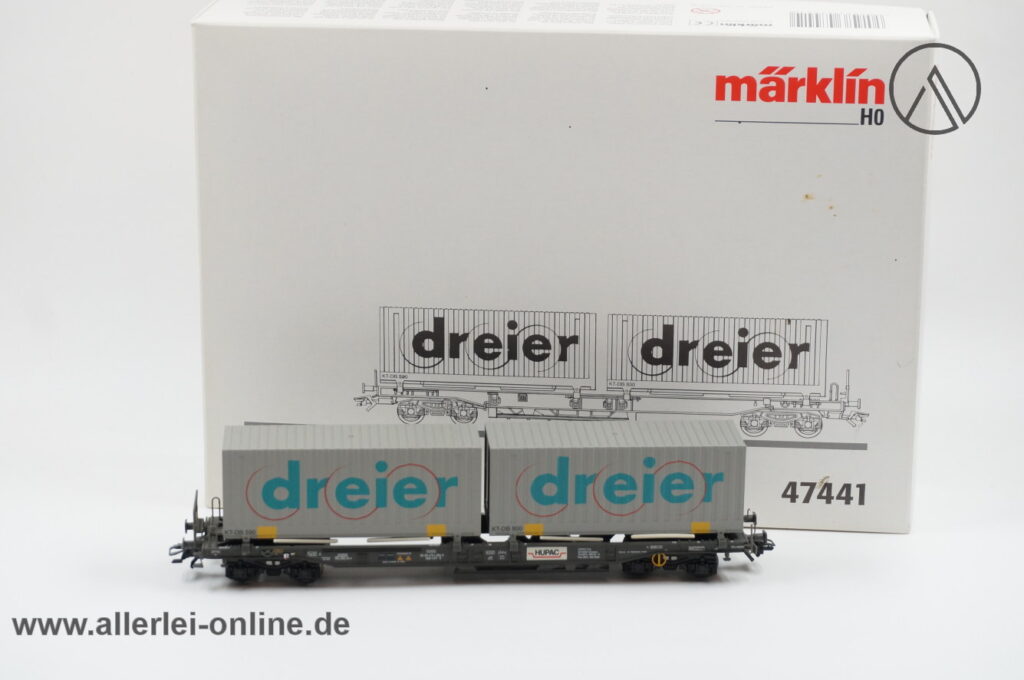 Märklin H0 | 47441 Taschenwagen der SBB | HUPAC Sdgkms mit "dreier" LKW-Wechselaufbauten in OVP