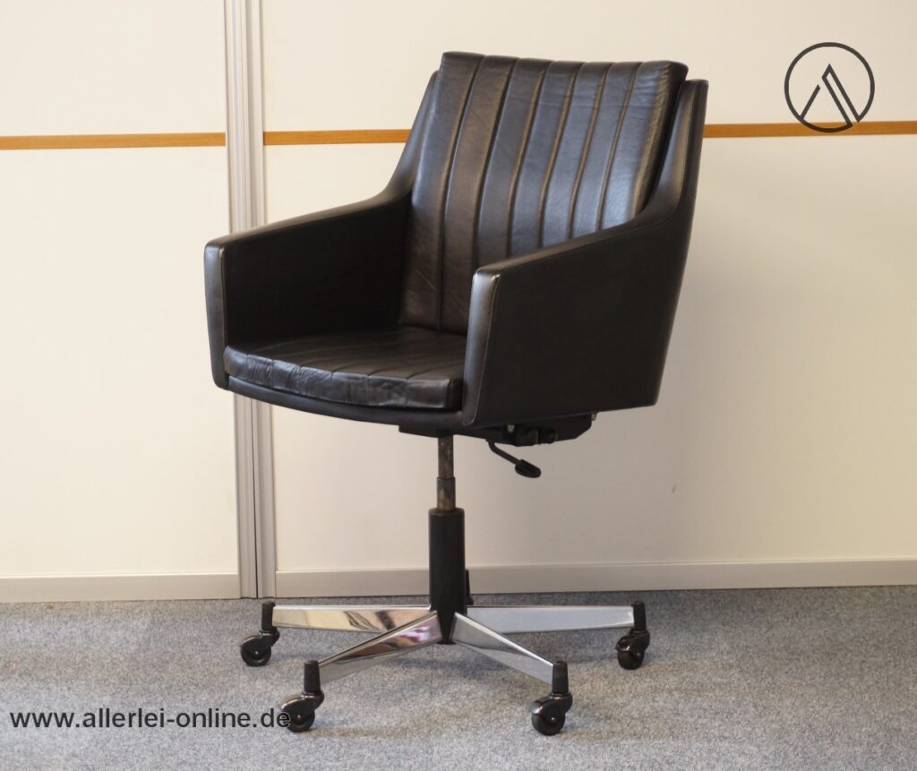 Stoll - Giroflex Design Bürostühl | Vintage Mid-Century Leder Stuhl der 60er Jahre