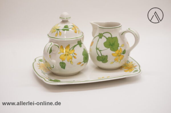 Geranium Malva | Villeroy & Boch | Butterplatte / Zucker & Milchkännchen Tablett Set