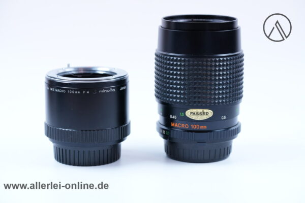 Minolta MD Macro Rokkor 100 mm 1:4 Objektiv mit 1:1 Zwischenring