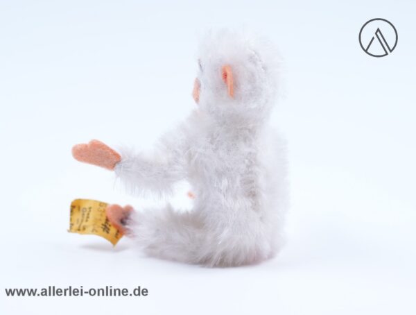 Vintage Steiff Tier Jocko weisser Affe | Steiff Schimpanse 5311,04 | 11cm mit Knopf Fahne und Brustschild