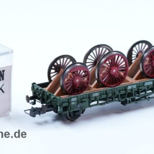 Fleischmann H0 | 98 5227 K Bauzugwagen | Rungenwagen beladen mit Lok-Radsatz