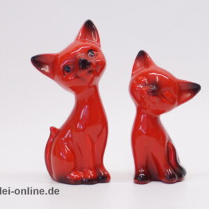 Katzen Paar | Love Cats 70er Jahre | Keramik rot