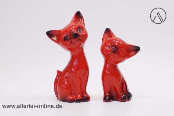Katzen Paar | Love Cats 70er Jahre | Keramik rot