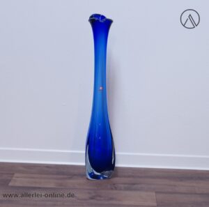 Ingrid-Glas Kurt Wokan Design Vase | Bodenvase | BLAU - 68 cm | Vintage Glasvase - Zipfelvase