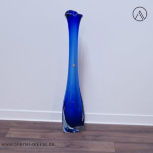 Ingrid-Glas Dickwandige Vase | Bodenvase | BLAU - 68 cm | Vintage Glasvase - Zipfelvase