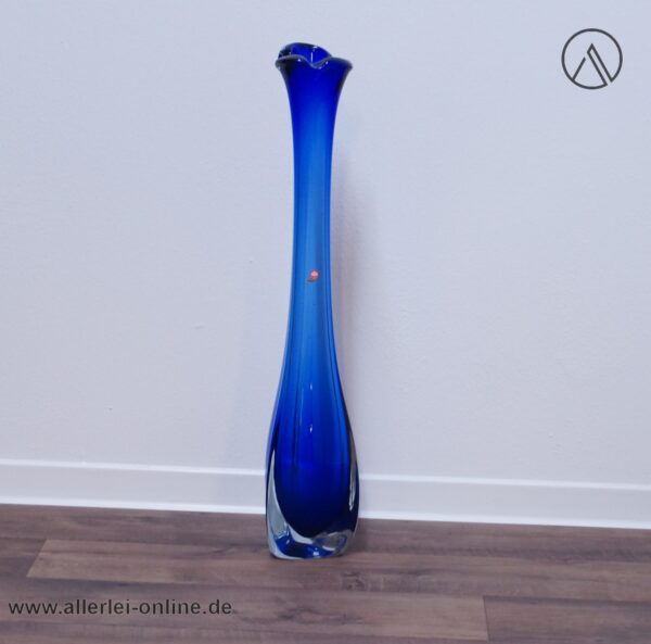 Ingrid-Glas Dickwandige Vase | Bodenvase | BLAU - 68 cm | Vintage Glasvase - Zipfelvase