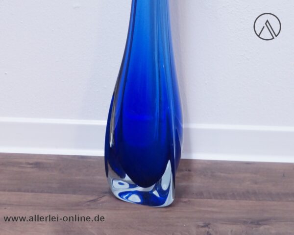 Ingrid-Glas Vase | Bodenvase | BLAU - 68 cm | Vintage Glasvase - Zipfelvase