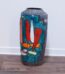 Scheurich Keramik Vase | Bodenvase 517 45 | Buntes Segelboot Dekor | Vintage Fat Lava Pottery