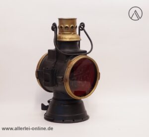 Alte Eisenbahnlampe mit Brenner | Signallampe - Signalleuchte