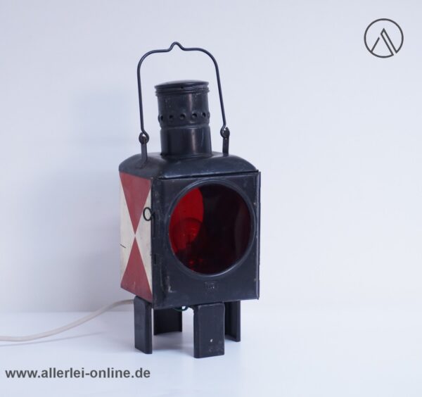 Alte Bahnlaterne Oberwagenlaterne | Zugschlusslaterne | Bahnlampe Elektrisch umgerüstet auf 220/230V