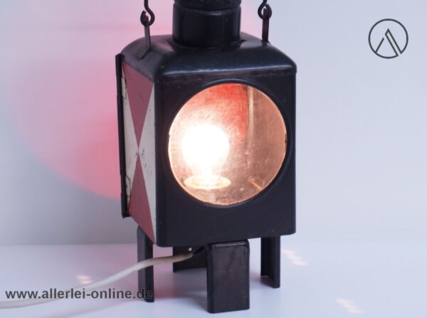Alte Oberwagenlaterne | Zugschlusslaterne | Bahnlampe Elektrisch umgerüstet auf 220/230V