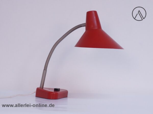 HALA Schreibtischlampe / Tischleuchte ,rot - Schwanenhals Lampe - Vintage Hexenhut Designlampe