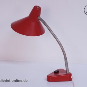 HALA Schreibtischlampe / Tischleuchte ,rot - Schwanenhals Lampe - Hexenhutlampe 60-70er Jahre
