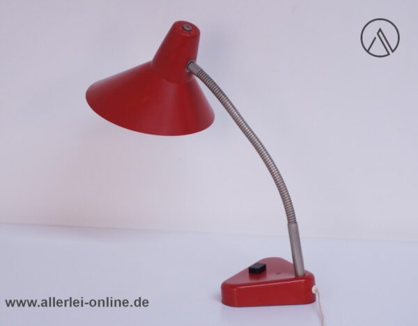 HALA Schreibtischlampe / Tischleuchte ,rot - Schwanenhals Lampe - Hexenhutlampe 60-70er Jahre