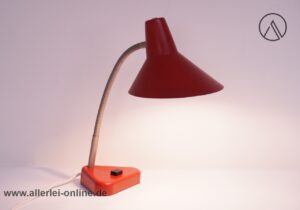 HALA Schreibtischlampe / Tischleuchte ,rot - Schwanenhals Lampe - Vintage Hexenhutlampe