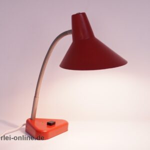 HALA Schreibtischlampe / Tischleuchte ,rot - Schwanenhals Lampe - Vintage Hexenhutlampe