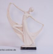 Ado Santini Art Deco Tänzerin | Tanzende Frau | Signierte 40 cm Skulptur auf Marmorsockel