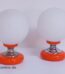 Zicoli Italien Design Kugellampen | Orange / Chrom Tischleuchten Paar | Vintage 60-70er Jahre
