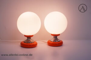 Zicoli Design Space-Age Kugellampen Paar | Orange / Chrom Vintage 60-70er Jahre Design