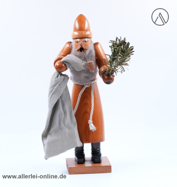 Erzgebirge Räuchermann | 25 cm Nikolaus - Knecht Ruprecht Räuchermännchen | Vintage Erzgebirgische Holzkunst